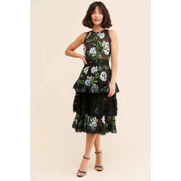 Bronx & Bonco Tiered Floral Embroidered Bridget Dress - Picture 1 of 9